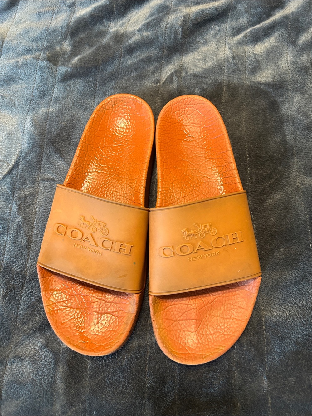 Coach Men’s Tan/Brown Logo Slide Sandals size 8